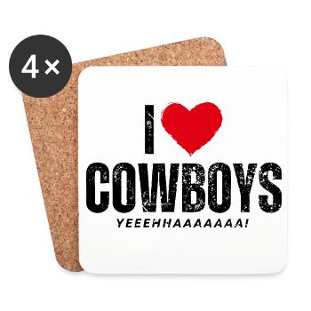 I LOVE COWBOYS! - Untersetzer (4er-Set) - Weiß - Vorne