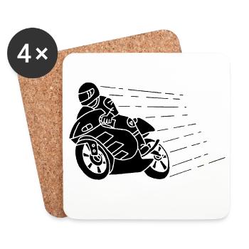 Schwarzer Biker und Geschwindigkeit - Untersetzer (4er-Set) - Weiß - Vorne