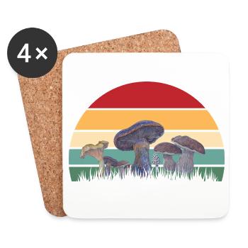 Motif mycologique du coucher de soleil - Dessous de verre (lot de 4) - blanc - Devant