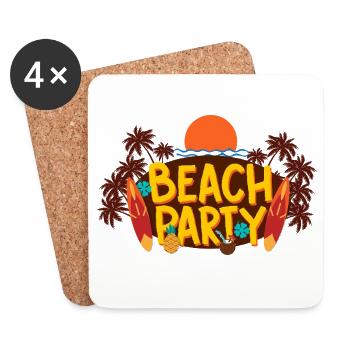 Beach Party – Summer, Sun & Surf Vibes - Coasters (set of 4) - white - Front