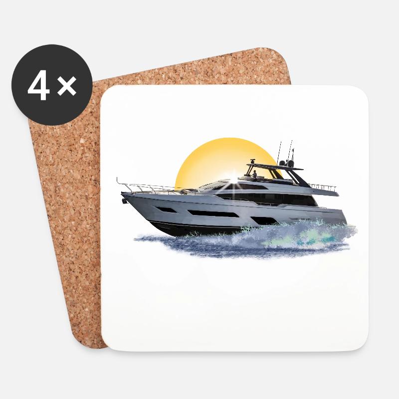 Motorboot - Untersetzer (4er-Set) - Weiß