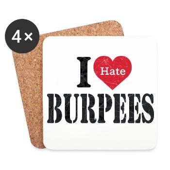 J’aime les burpees Citation drôle - Dessous de verre (lot de 4) - blanc - Devant