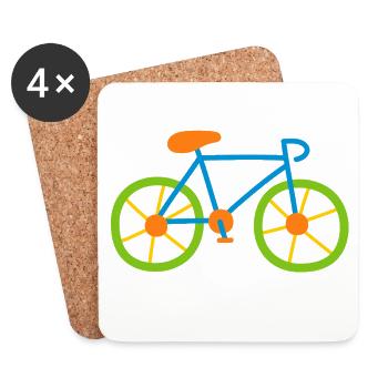 Fahrrad bunt radeln Kinder Rennrad Radtour Comic - Untersetzer (4er-Set) - Weiß - Vorne