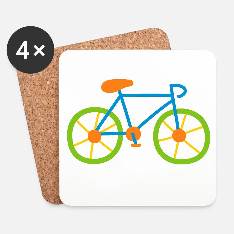 Fahrrad bunt radeln Kinder Rennrad Radtour Comic - Untersetzer (4er-Set) - Weiß