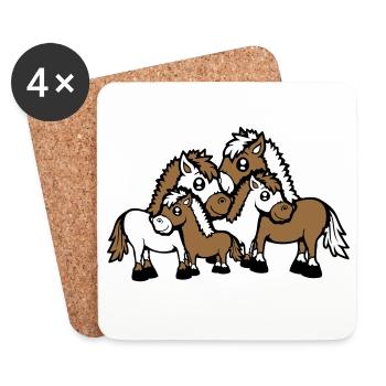 4 Horses Family Kids Mom Dad Father Mom Cute - Coasters (set of 4) - white - Front