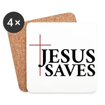 Jésus sauve - Dessous de verre (lot de 4) - blanc - Devant
