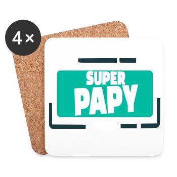 Super Grandpa Colorful Illustration - Coasters (set of 4) - white - Front