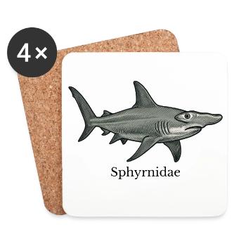 Sphyrnidae Hammerhai Design - Untersetzer (4er-Set) - Weiß - Vorne