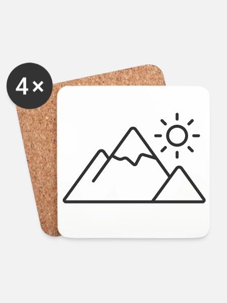 Berglandschaft Linie Symbol - Untersetzer (4er-Set) - Weiß