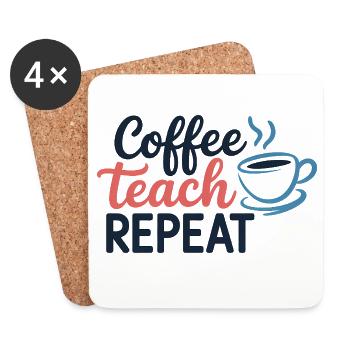 Coffee Teach Repeat Motivational - Coasters (set of 4) - white - Front