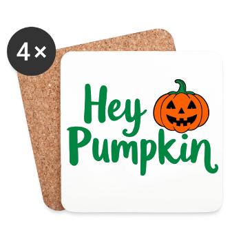 Hey Pumpkin Halloween-Spruch - Untersetzer (4er-Set) - Weiß - Vorne