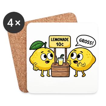 Lemon Comic – Lemonade for 10 Cents - Coasters (set of 4) - white - Front