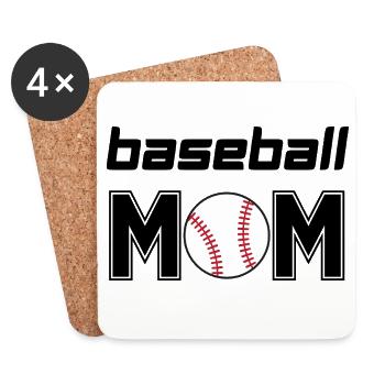 Maman de baseball - Dessous de verre (lot de 4) - blanc - Devant