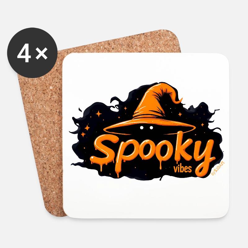 Spooky Vibes – Halloween-Magie und Nervenkitzel - Untersetzer (4er-Set) - Weiß
