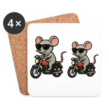 Mouse Motorcycle Sunglasses - Coasters (set of 4) - white - Front