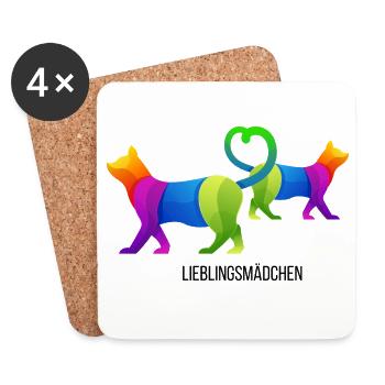 Fille préférée chat | Drôle d’amoureux des chats - Dessous de verre (lot de 4) - blanc - Devant
