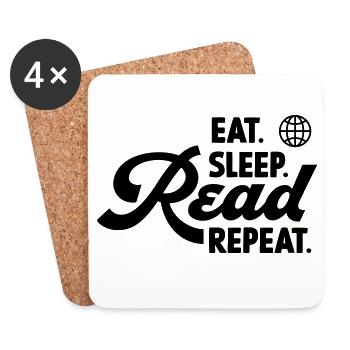 Manger Dormir Lire Répéter - Dessous de verre (lot de 4) - blanc - Devant