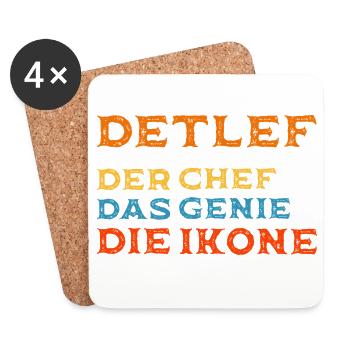 Detlef - Personalisiert Chef, Genie, Legende - Untersetzer (4er-Set) - Weiß - Vorne