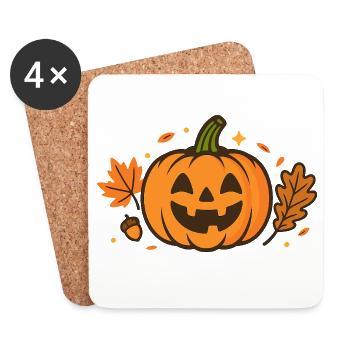 Funny Pumpkin Halloween Cartoon Design - Coasters (set of 4) - white - Front