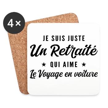 Retraité Road Trip Humour Cadeau Retraite - Dessous de verre (lot de 4) - blanc - Devant