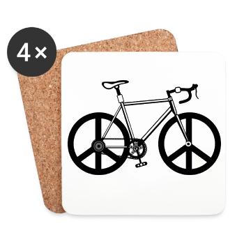Bicycle Peace Sign Shirt – Cycling Lover Tee - Coasters (set of 4) - white - Front