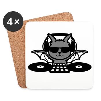 DJ Bat Casque Mixeur Fête d’Halloween - Dessous de verre (lot de 4) - blanc - Devant