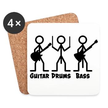 The bass player has the longest dick - Coasters (set of 4) - white - Front