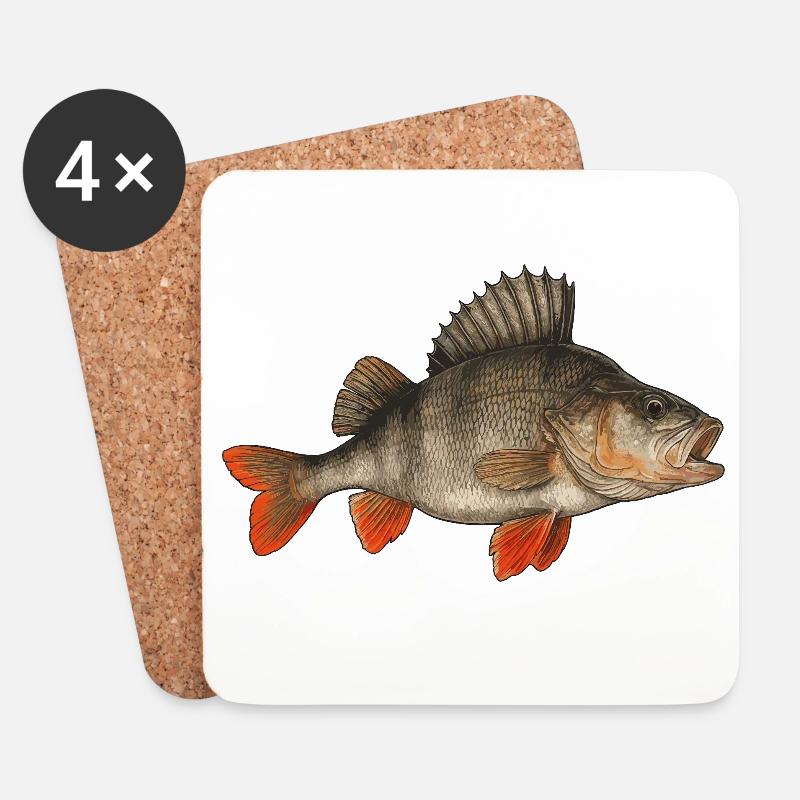 Barsch Flussbarsch Barschangeln Barsche Barsch - Untersetzer (4er-Set) - Weiß