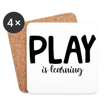 Spielen ist Lernen Vorschule Vorschule Kindergarte - Untersetzer (4er-Set) - Weiß - Vorne