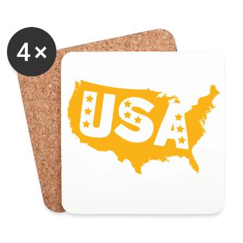 USA Karte Emblem mit Sternen - Untersetzer (4er-Set) - Weiß - Vorne
