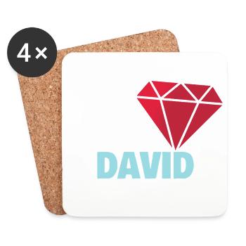 David - Dessous de verre (lot de 4) - blanc - Devant