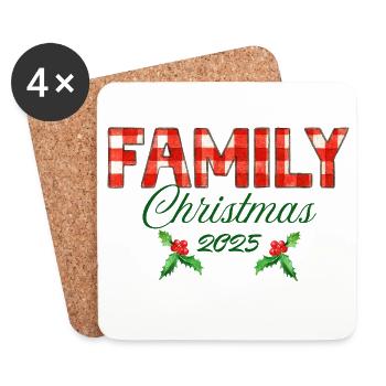 Family Christmas 2025 Pattern - Coasters (set of 4) - white - Front