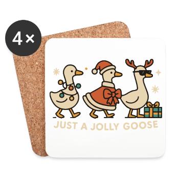Weihnachten Just A Jolly Goose Lustiger Weihnachtsmann - Untersetzer (4er-Set) - Weiß - Vorne