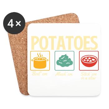 Potatoes Boil Mash Stew Thanksgiving Quote - Coasters (set of 4) - white - Front