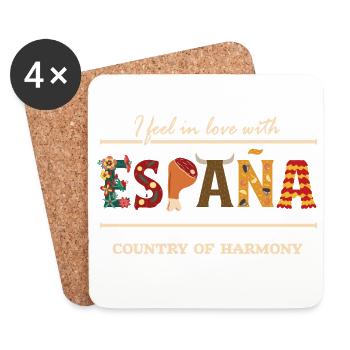 Spanien, Land der Harmonie -Ich habe mich verliebt - Untersetzer (4er-Set) - Weiß - Vorne
