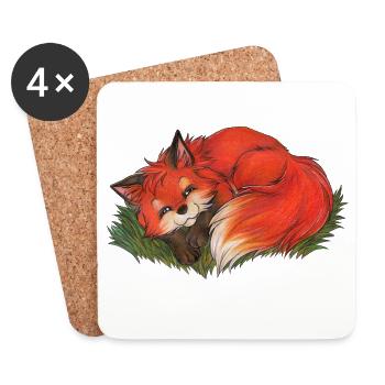 Cadeau mignon renard pour les fans de renard garçons et filles - Dessous de verre (lot de 4) - blanc - Devant