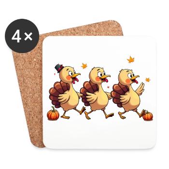 Bébé dinde de Thanksgiving - Dessous de verre (lot de 4) - blanc - Devant