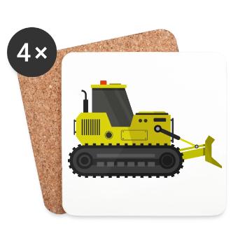 Bulldozer - Dessous de verre (lot de 4) - blanc - Devant