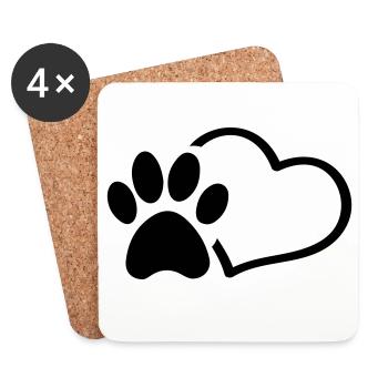 Paw Heart - Coasters (set of 4) - white - Front