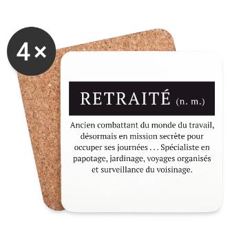 Pensionierte, humorvolle Definition des Wortes Rentner - Untersetzer (4er-Set) - Weiß - Vorne