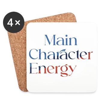 Main Character Energy colorful smilie - Coasters (set of 4) - white - Front