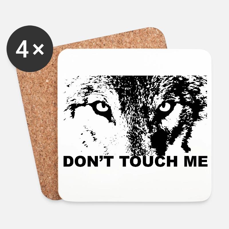 Loup - Dessous de verre (lot de 4) - blanc