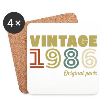1986 Vintage Rétro Cadeau D'anniversaire - Dessous de verre (lot de 4) - blanc - Devant