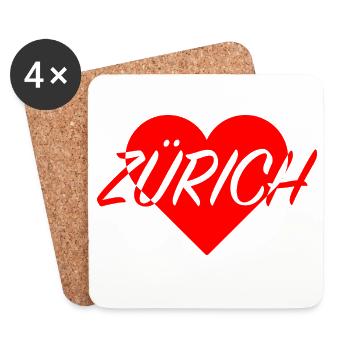 I LOVE ZÜRICH Herzmuster - Untersetzer (4er-Set) - Weiß - Vorne