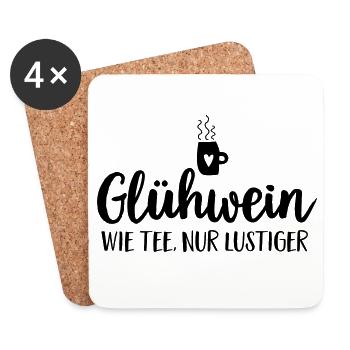 Gluehwein Weihnachtsmarkt Spruch Humor - Untersetzer (4er-Set) - Weiß - Vorne