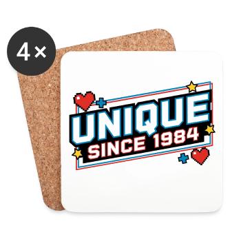 Unique Since 1984 – Retro Gaming Vintage Design - Coasters (set of 4) - white - Front