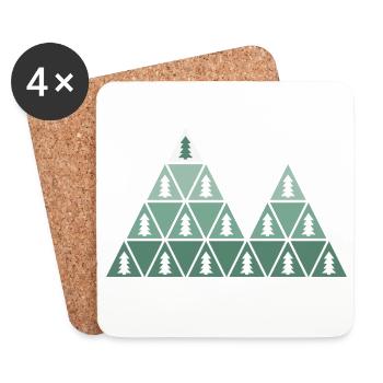 Sapins et montagnes - Dessous de verre (lot de 4) - blanc - Devant