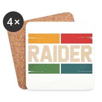 Raider Gamer Rétro Vintage Colors RPG Gaming - Dessous de verre (lot de 4) - blanc - Devant