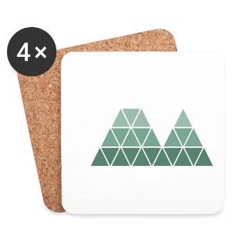 "Hiker" - Geometric Mountain Design - Coasters (set of 4) - white - Front