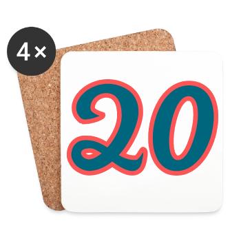 20. 20e ANNIVERSAIRE. ANNIVERSAIRE 20 ANS. 20 ANS. - Dessous de verre (lot de 4) - blanc - Devant